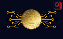 a gold coin that says onooks books on a dark background