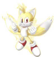 tails from sonic the hedgehog has a white tail and red shoes