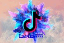 a colorful tiktok logo with the name larissa written below it