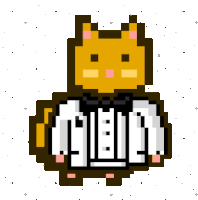 a pixel art of a cat holding a piano keyboard with the word jbl written below it