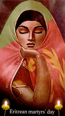 a painting of a woman with the words eritrean martyrs ' day on the bottom