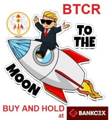 a sticker of a man on a rocket that says to the moon buy and hold at bankcex