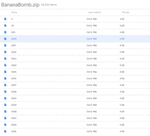 a screenshot of a file called bananabomb.zip shows the file size