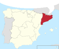 a map of spain with the province of barcelona highlighted