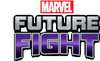 a logo for marvel future fight with a purple background