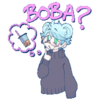 a drawing of a person with boba written above them