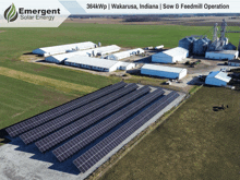 an ad for emergent solar energy shows a farm with lots of solar panels