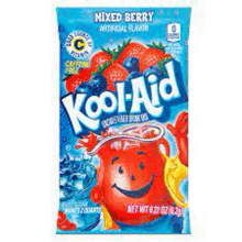 a bag of kool aid mixed berry flavored drink mix .