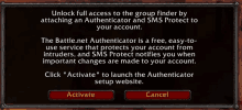 a screen that says unlock full access to the group finder by attaching an authenticator and sms protect to your account