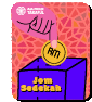 a person is putting a coin in a box that says jom sadekah .