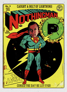 a comic book cover for nothingman shows a man in a superhero outfit