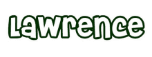 the name lawrence is written in green letters on a white background