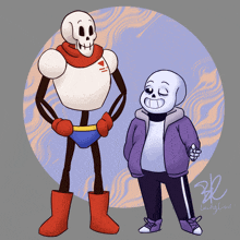 a drawing of papyrus and sans from undertale