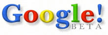 a google beta logo is shown on a white background