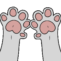 a cartoon drawing of two paws with pink pads