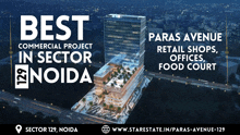 an advertisement for paras avenue retail shops offices and food court in sector 129 noida