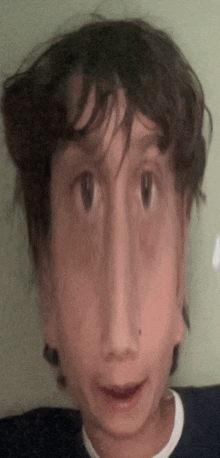 a close up of a person 's face with a very big nose