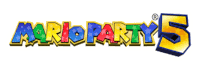 a colorful logo for mario party 5 with a r on it