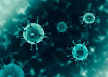 a group of viruses floating in the water on a dark blue background .