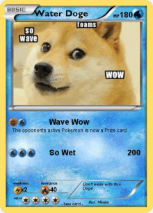 a fake pokemon card with a picture of a dog on it