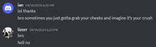 a screenshot of a discord conversation with ian and lizerr