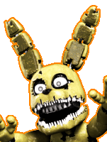 a close up of a yellow bunny with a black face