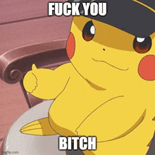 pikachu is wearing a hat and giving a thumbs up sign .