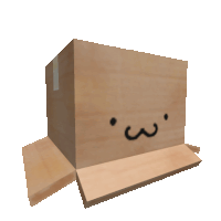 a cardboard box with a face drawn on it and the letters w on it