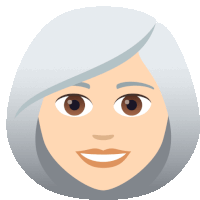 a cartoon illustration of a woman with gray hair