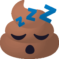 a brown poop with blue letters zzz on it