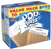 a box of pop tarts has a divorce papers written on it