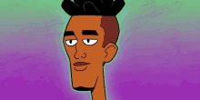 a cartoon of a man with a shaved head