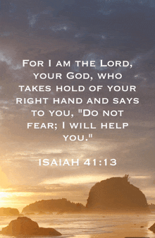 a bible verse from isaiah 41 13 is displayed