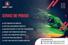 a poster for andweart shows a chameleon and says service we provide