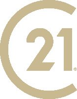 the number 21 is in a gold circle with a white background