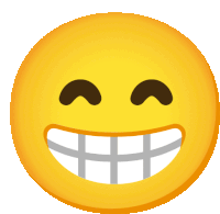 a yellow smiley face with a big smile and closed eyes