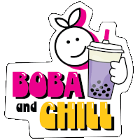 a boba and chill logo with a smiley face