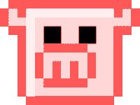 a pixel art drawing of a pig 's face