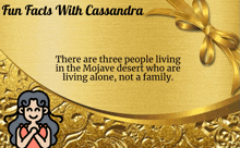 a gold background with the words fun facts with cassandra on it