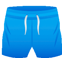 a pair of blue swim shorts with white laces