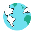 a cartoon illustration of a globe with a map of the world .