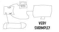 a drawing of a penis and a computer with the words very shrimple