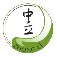 a logo for zhong li shows a green circle with chinese writing on it