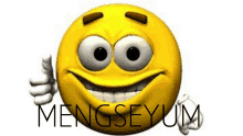 a cartoon smiley face is giving a thumbs up and the word mengseyum is below it