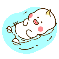 a cartoon drawing of a pig laying on its back in a pool of water