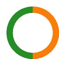 a green and orange circle with a white center