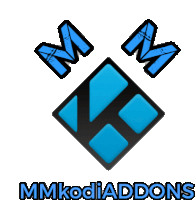 a logo for mmkodi addons with a blue diamond in the center