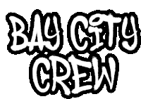 a black and white drawing of the bay city crew logo