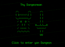 a computer screen displays a game called thy dungeonman