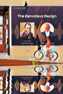 a poster for the conscious design shows a bicycle on the sidewalk